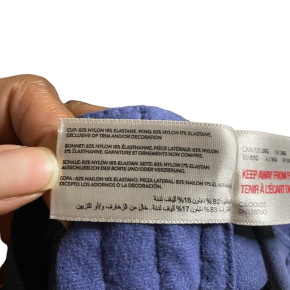 Deesse Lingerie Women's Blue Polka Dot Wireless Bra - Picture 5 of 7